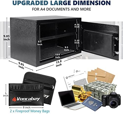 Voncabay Money Safe Box for Home with Digital Keypad, 0.8 Cu. Ft., Black - Image 4