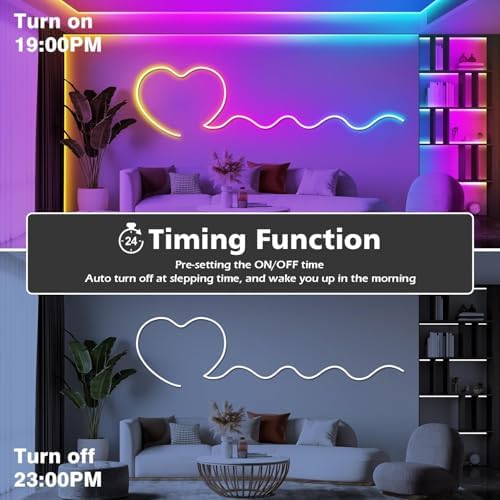 SINLEY Led Neon Rope Light 60FT,Control with App/Remote,Flexible Led Rope Lights,Multiple Modes,IP68 Outdoor RGB Neon Lights Waterproof,Music Sync Gaming Led Strip Lights for Bedroom Indoor - Image 7
