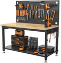 CAMMOO 48x24 Inch Garage Work Bench with Storage, Pegboard & Power Strip by CAMMOO
