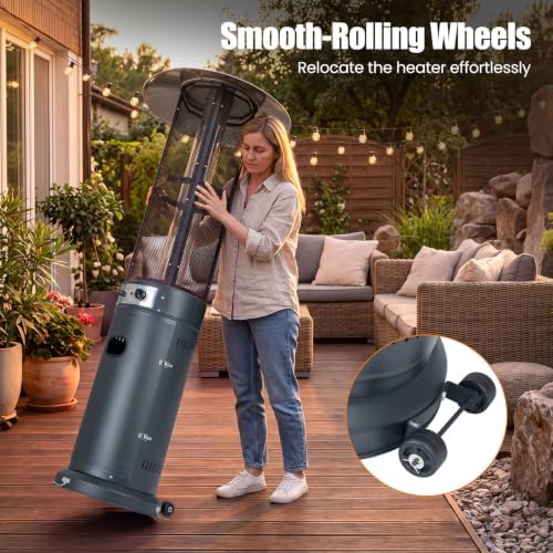 Tangkula Propane Patio Heater with Wheels, Easy Ignition, 34,000 BTU - Image 4
