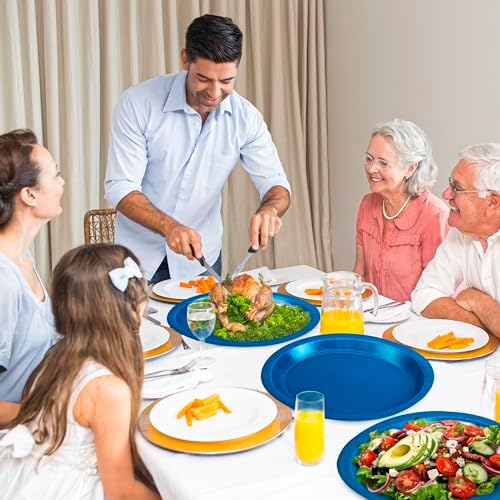 50 Pcs Oval Blue Plates Disposable Blue Paper Plates Party Dinnerware Set - Image 6