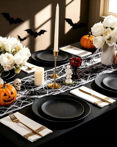32Pcs Matte Black Plastic Plates Unbreakable & Reusable Party Set - Image 4