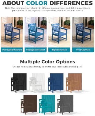 Ciokea HDPE Outdoor Dining Set of 4, Patio Table and Chairs Sets, Navy Blue - Image 6