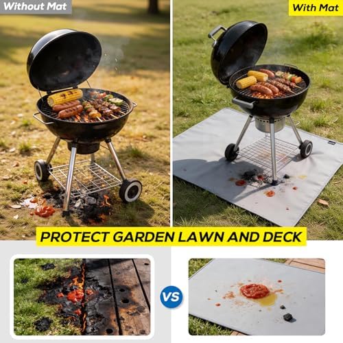 PAWBOSE 76x52 Inch Under Grill Mat for Outdoor Grill, Double-Sided Fireproof BBQ Mat for Patio and Deck, Waterproof Oil-Proof Fire Pit Mat & Indoor Fireplace Protector Pad - Image 3