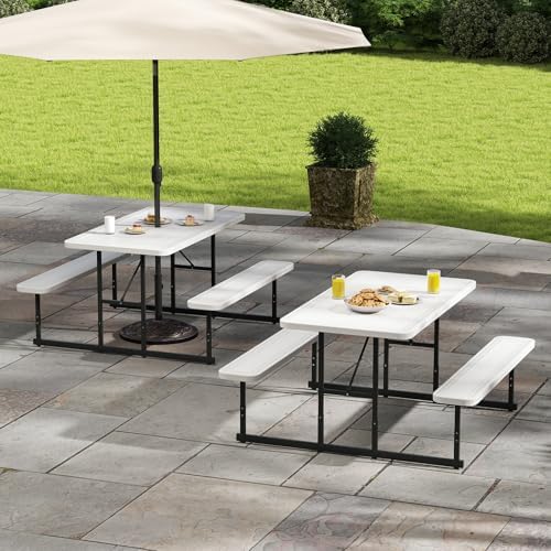 Tangkula 4 Person Picnic Table with 2 Benches, Rectangular - Image 4
