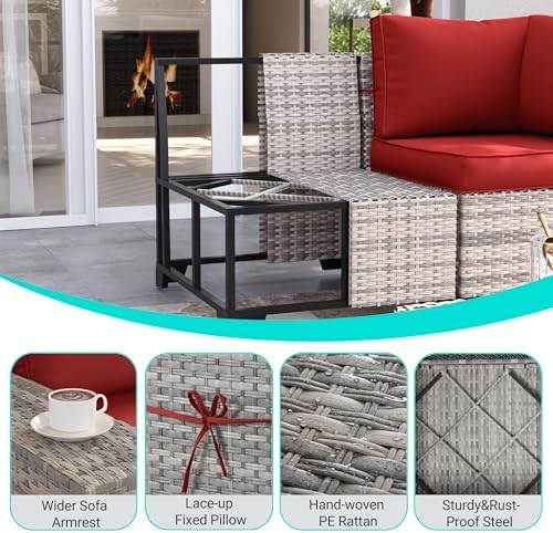 Outdoor Patio Furniture Set PE Wicker Rattan Outdoor Sectional Sofa - Image 3