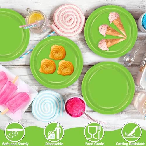 50 Pack Light Green Paper Plates 7" Round Disposable Green Tableware Set - Image 3
