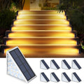AUDLES LED Solar Step Lights Waterproof Outdoor Stair Lights, Solar Deck Lights Outdoor Decor IP67 Solar Decoration Lights for Yard (Warm White, 8 Pack) by AUDLES