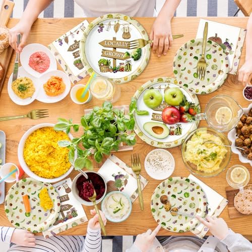 96Pcs Locally Grown Baby Shower Farmers Market Farmhouse Fruit Party Plates Supplies - Party Tableware Decorations Disposable Paper Plates Napkins Forks for Birthday Gender Reveal, Serves 24 - Image 5
