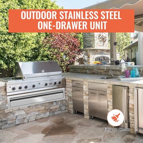 Outdoor Kitchen Drawers 30" W x 6.5" H x 23" D Flush Mount Single BBQ Drawers Built-in Stainless Steel Drawer for Outdoor Kitchen Island Patio Grill Station - Image 5