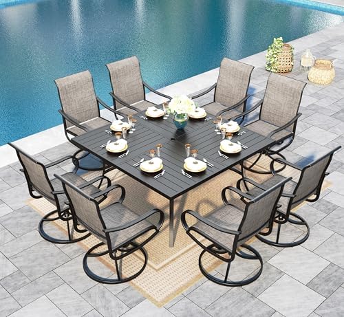 Sophia & William Outdoor Dining Set for 8 w/Square Metal Table, Brown by SophiaWilliam