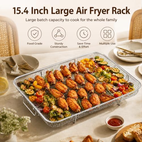 TeamFar 15.4 Inch Air Fryer Basket for Oven, Air Fryer Rack, 2 Pieces - Image 5