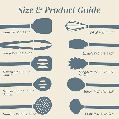 COOK WITH COLOR Silicone Cooking Utensils, Kitchen Utensil Set, Easy to Clean Silicone Kitchen Utensils, Cooking Utensils for Nonstick Cookware, Kitchen Gadgets Set, 10 Pieces, Blue and White - Image 6