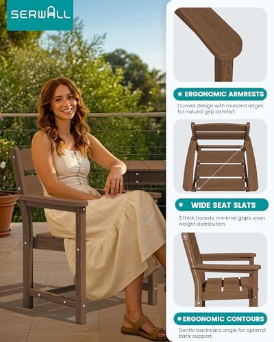 SERWALL HDPE Outdoor Dining Table and Chairs Set for 4 - Image 3