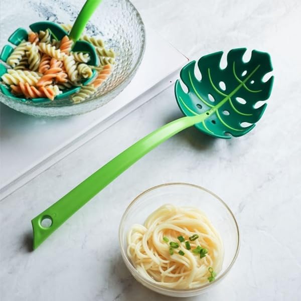 inches 2Pcs Jungle Green Jungle Spoon - Turtle Back Leaf Spoon,pasta spoon,kitchen gadgets 11.8in - Image 4