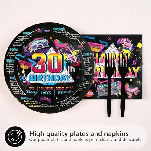 96Pcs Vintage 30th Birthday Party Decorations,Serve 24 - Image 3