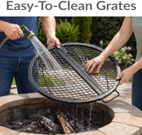 Sunnydaze Round Folding Camping Grill Grate - Portable Foldable Campfire Cooking Grate for Fire Pit - Heavy-Duty Black Steel with Handles for Outdoor Backyard BBQ - 40" Diameter - Image 4