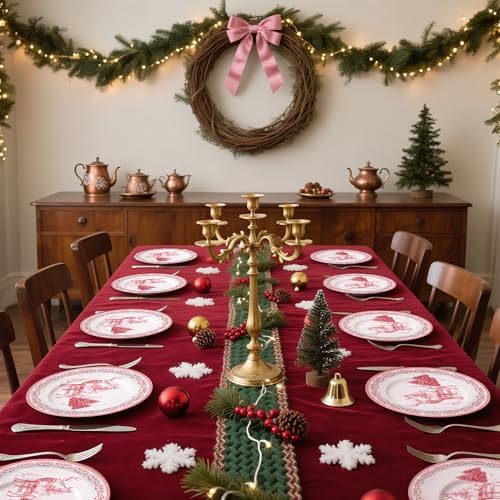 WRAPAHOLIC 25Pcs Christmas Paper Plates - 9 Inch Sketch Reindeer Disposable Plates Decorative Dinner Plates for Christmas Party Tableware Supplies Table Decor - Image 5