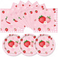 40PCS Strawberry Birthday Decorations Disposable Pink Berry Birthday Dessert Plates and Napkins for Berry Sweet Baby Shower Strawberry Themed Birthday Party Decorations, Serves 20 by Actoridae