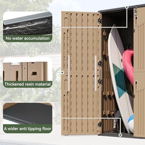 Aoxun Outdoor Storage Shed with Floor, 64 Cu.Ft Outdoor Storage Cabinet - Image 6