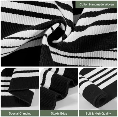 Striped Fall Door Mat 24"x36" Outdoor Rug Cotton Washable Fall Decor - Image 4
