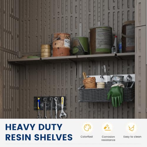 UPPATIO 61 Cu.Ft Outdoor Storage Shed,Vertical Resin Sheds with Shelf,Brown - Image 4