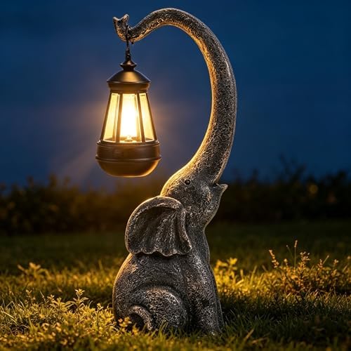 IVCOOLE Elephant Statue, Elephant Garden Statue with Solar Light, Elephant Decor, Outdoor Elephants Statue, Elephants Gifts for Mom by IVCOOLEGardenDecor-GiftChoice