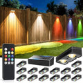 JOFIOS Solar Fence Lights with Remote, Warm White, Cool White and RGB Color Glow LED Outdoor Wall Lights, IP65 Waterproof Solar Lights for Fence, Backyard, Railing, and Deck, Home Improvement, 16 Pack by JOFIOS