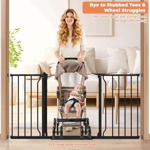 29"-58" Extra Wide Baby Gate, No Drilling Auto Close Dog Gate, Black - Image 5