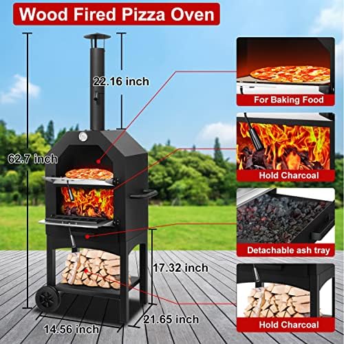 Outdoor Wood-Fired Pizza Oven Patio Pizza Maker for Backyard - Image 2