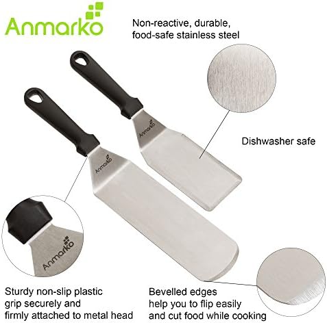 Spatula Turner Stainless Steel - Metal Spatula Set - Hibachi Spatula Great as BBQ Grill Accessories for Grill and Flat Top Griddle - Image 2