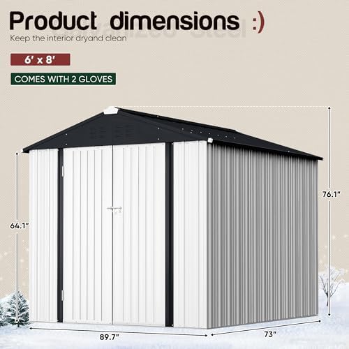 Devoko 6x4 FT Outdoor Storage Shed, White - Image 6