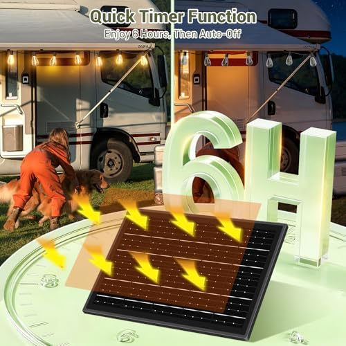 30FT Solar String Lights Waterproof, 10+1 LED Shatterproof Bulbs Solar Powered with Remote & USB Port, 3 Modes Dimmable Outdoor Lights for Patio, Garden, Camping - Image 5