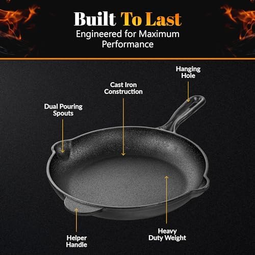 Granitestone 10.25 Inch Skillet, Pre-Seasoned, Nonstick, Non-Toxic, Oven Safe for Indoor & Outdoor Use - Image 6