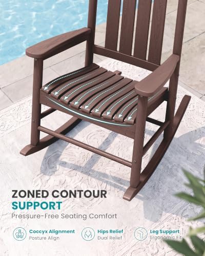 SERWALL Comfortable Outdoor Rocking Chairs Set of 2, Brown - Image 3