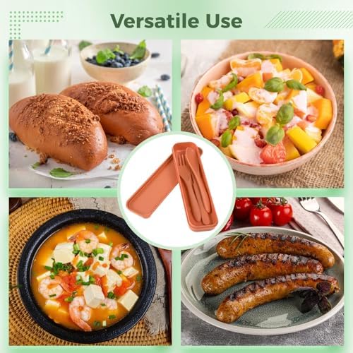 28 Sets Reusable Travel Utensils, Wheat Straw Cutlery Set 7 Assorted Colors, Portable Fork Spoon Cutter with Case, Lunch Box Tableware Set, Utensil Set for School Picnic Travel Outdoor Activities - Image 6