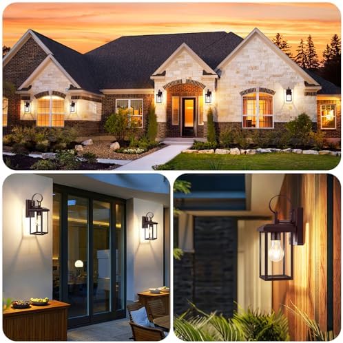 BesLowe 2-Pack Outdoor Wall Light Fixtures, Modern Porch Sconces, Brown - Image 5
