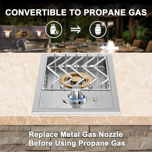 Livory Single Grilling Side Burners for Outdoor Grill, 17,500BTU Natural Gas Side Burner with Liquid Propane Kit, Sturdy 304 Stainless Steel, Drop-in Side Burner for Outdoor Kitchen BBQ Island - Image 7