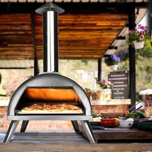 12" Wood Pellets Pizza oven with Thermometer – Portable Wood Fired Pizza stove, Stainless Steel, Quick Heat-Up, 12" Pizza Stone for Camping and Outdoor Cooking, Great Gift for Camping Enthusiasts - Image 4
