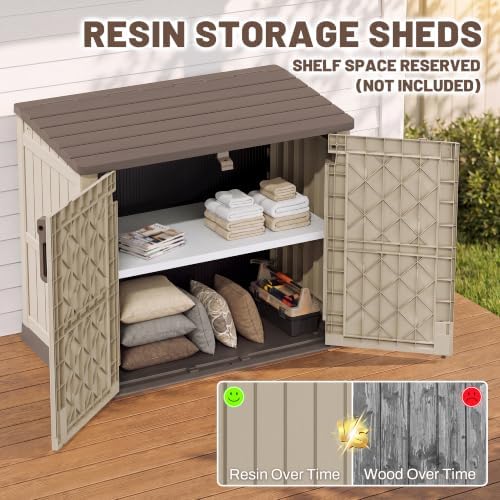 Horizontal Outdoor Storage Cabinet Box 36 Cu Ft with Lockable Doors, Outdoor Storage Shed Portable Waterproof for Backyard Garden - Image 4