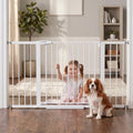 Mumeasy 36-58" Extra Wide Baby Gate for Stairs, 30" Tall Walk Through Dog Gate for Doorways & Hallways, Auto Close Pressure Mounted Safety Gate for Toddlers & Pets, Dual Swing Child Gate Indoor, White by Mumeasy-FocusonBabyPetSafetyGate