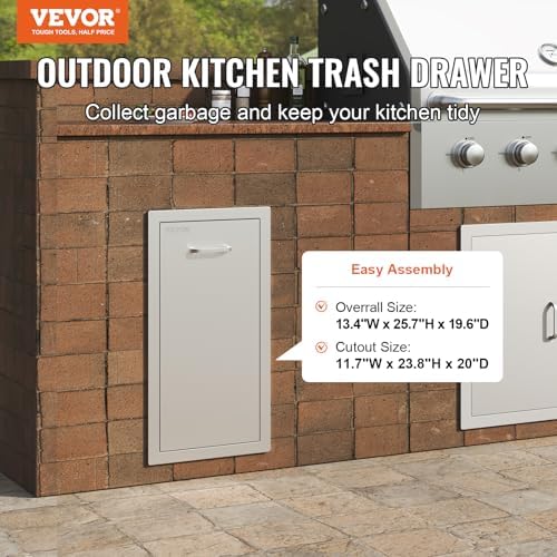 VEVOR Outdoor Kitchen Drawers 13.4"W x 25.7"H x 19.6"D Stainless Steel - Image 4