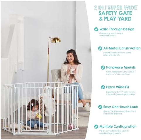 Regalo Safety 51.5"-144" Metal 2-in-1 Super Wide Baby Gate & Play Yard - Image 5