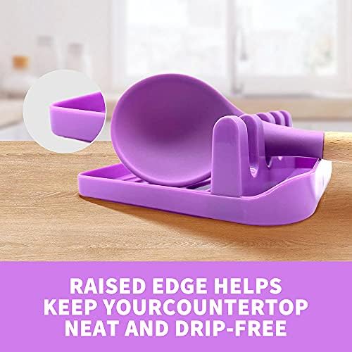 2 Pack Multiple Utensil Spoon Rest with Drip Pad Non-Slip Heat Resistant Kitchen and Grill Spoon Holder for Spatula, Ladle, Tongs, Kitchen Gadgets, and Cooking Accessories (Noble Purple) - Image 2