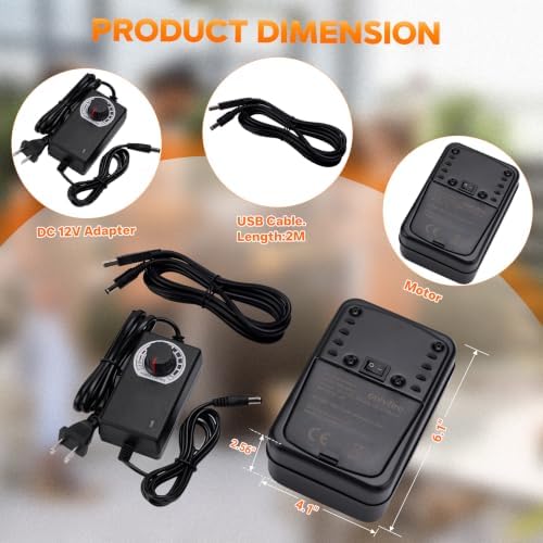 Universal Adjustable Speed Rotisserie Motor, with USB Plug & Power Adapter - Image 2