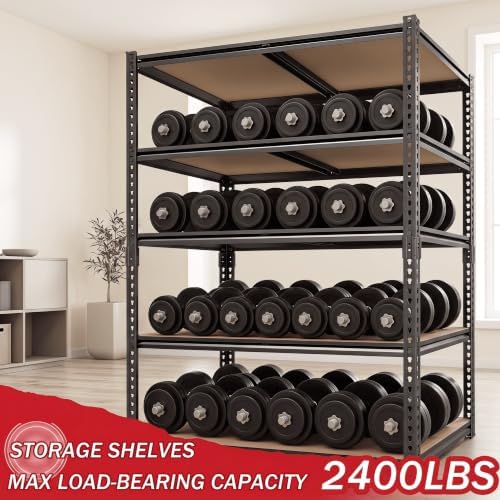 2400LBS Garage Shelving, 28" Wx12 Dx60 H Metal Storage Shelves - Image 4
