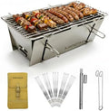 13 x 7 Inches Small Portable Charcoal BBQ Grill with 15 Metal Skewers by Unknown