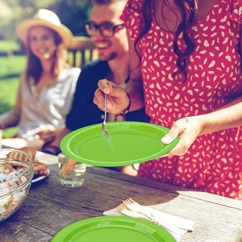 QZYL 50 Count Light Green Paper Plates 9" Round Disposable Green Plates Set - Image 7