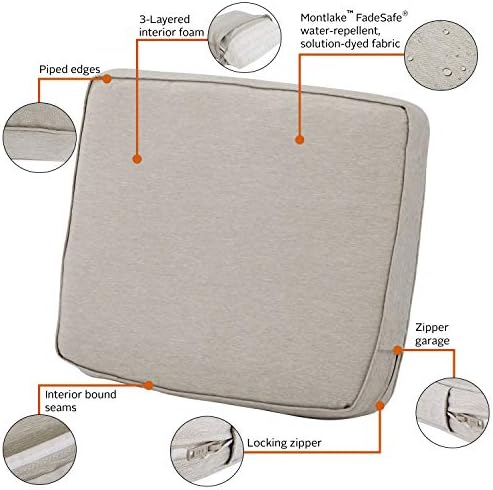 Classic Accessories Montlake Water-Resistant 21 x 22 x 4 Inch Patio Lounge Back Cushion, Heather Grey, Outdoor Loveseat Cushions - Image 3