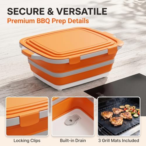 Collapsible BBQ Prep Tub with Locking Lid, Cutting Board & Wash Basin, 16L - Image 6